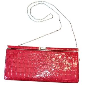 Vintage Red Faux Aligator Clutch